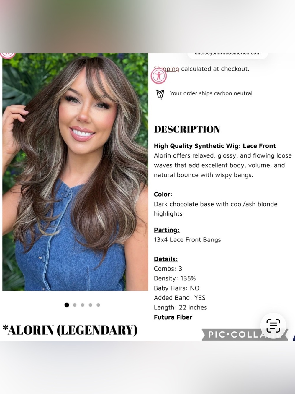CSC Alorin Legendary STD Lace Front Synthetic Wig Bangs NWT